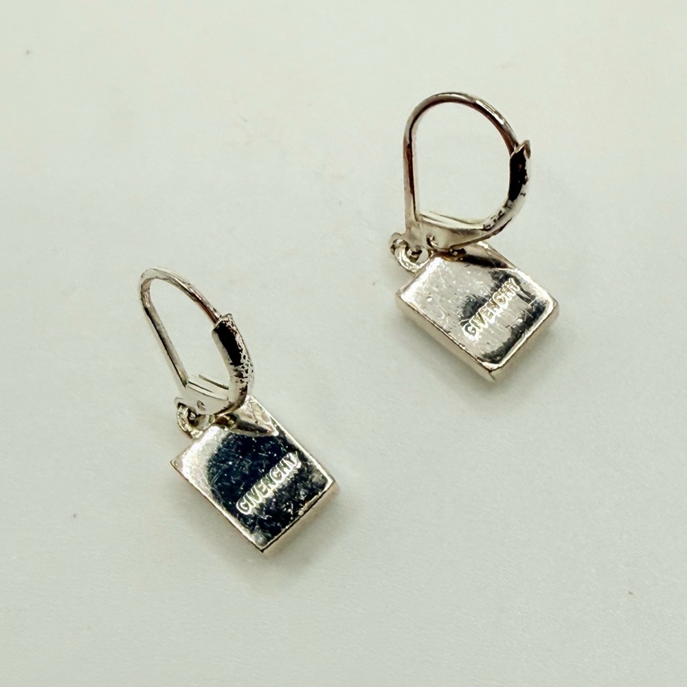 Givenchy Silver Tone Clear Faceted Crystal Dramatic Dangle Earrings 1 in - Picture 4 of 6